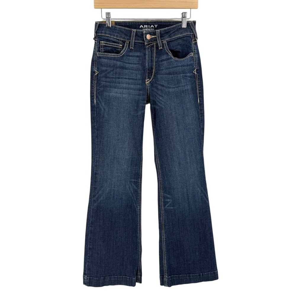 Ariat Womens 27S Jeans High Rise Slim Rascal Trouser Wide Leg Dark Wash Denim